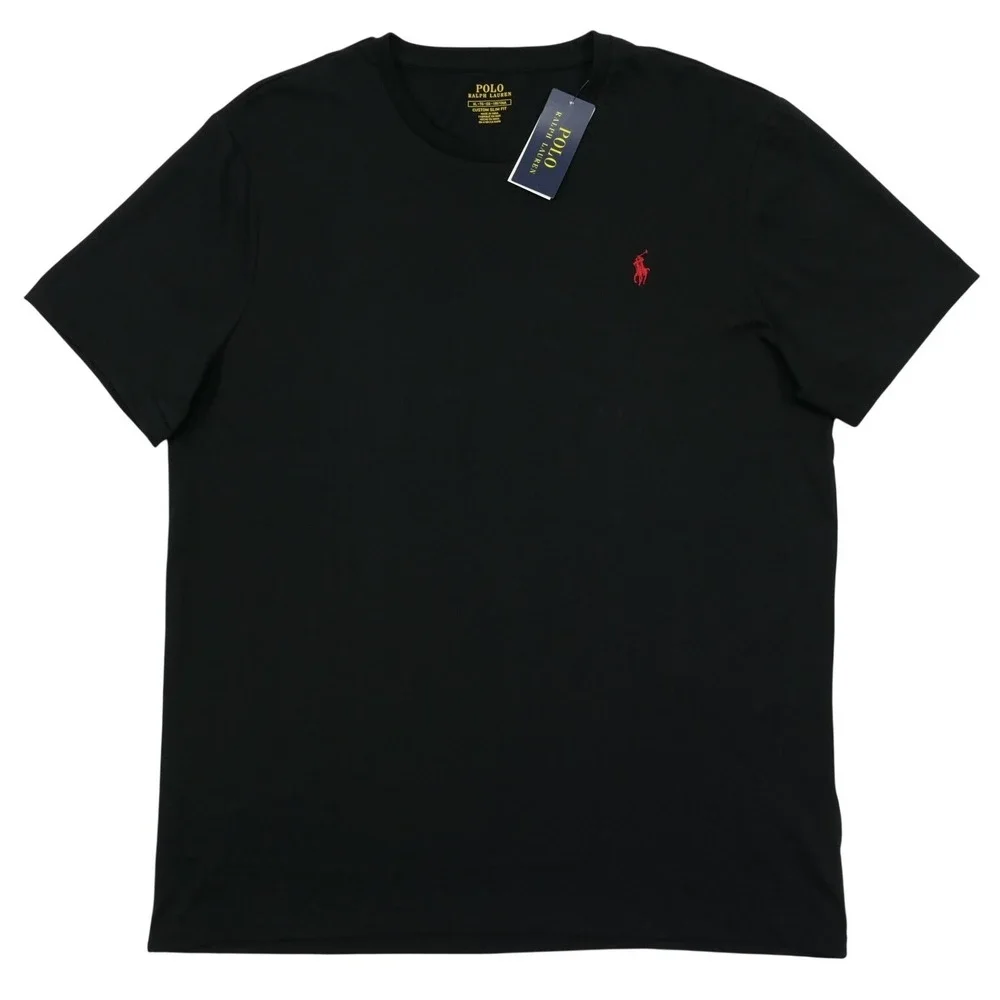 NEW Polo Ralph Lauren Mens XL Custom Slim Fit T-Shirt Black Red Pony Logo NWT